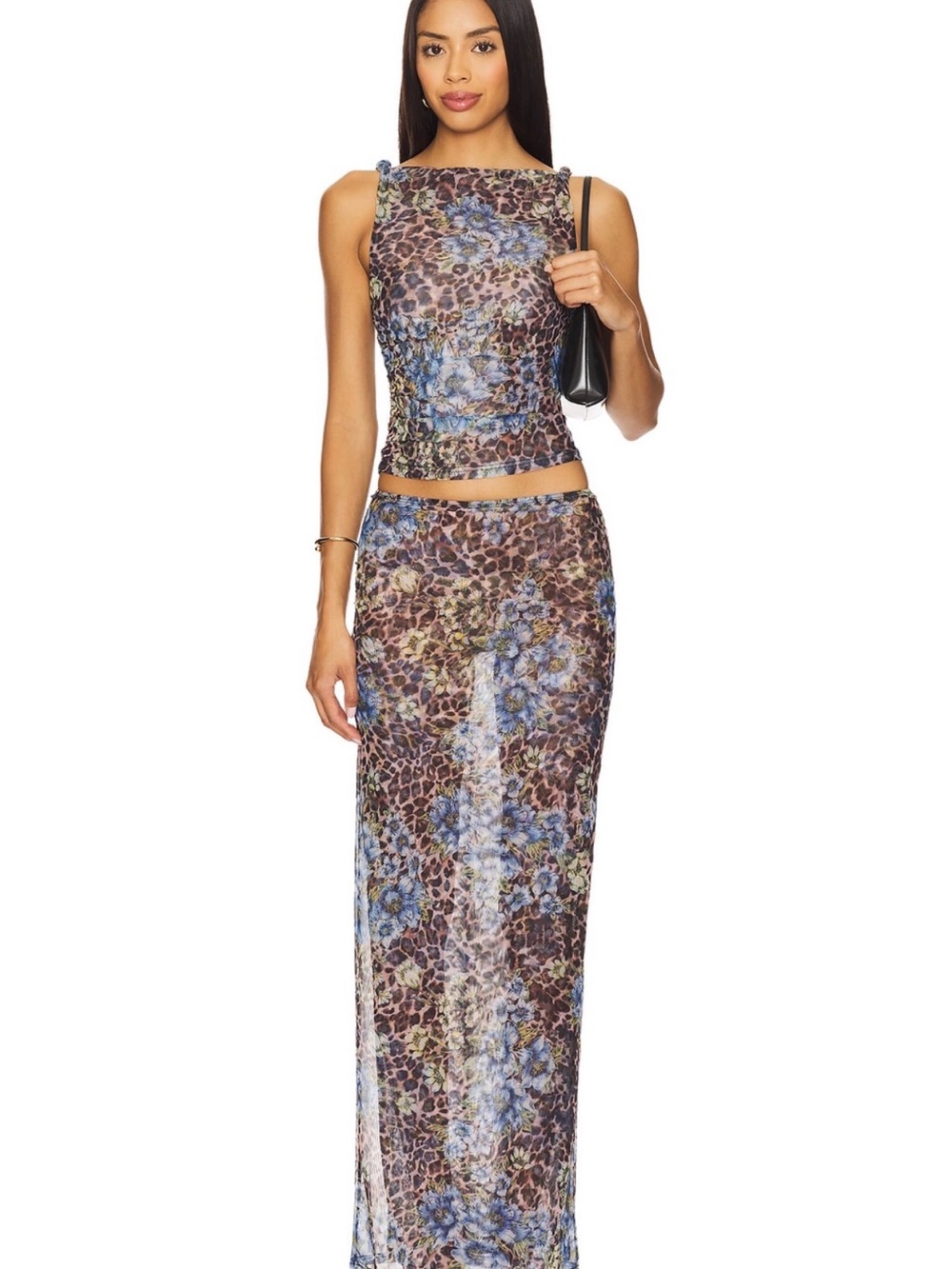 Superdown Concha matching maxi Skirt Set in Blue Multi – Size Medium